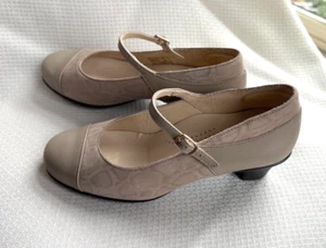 SAS Womens 7W Isabel Mary Janes Taupe Snake Leather Business Career Comfort - Picture 1 of 7