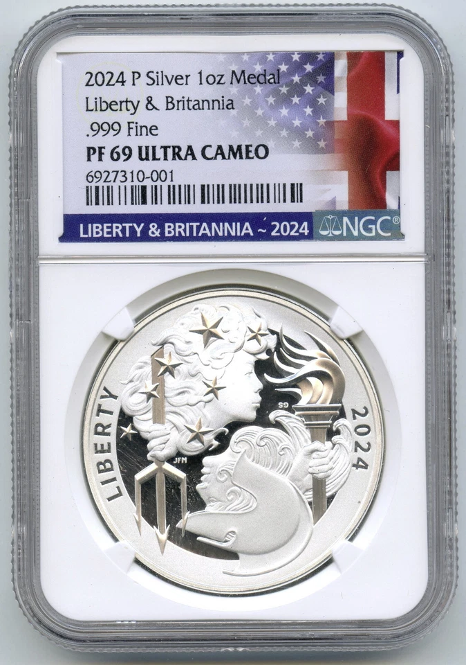 Medaglia D'Argento Britannia 1 Oz NGC PF 69 Ultra Cameo - K503 - Immagine 1 di 2