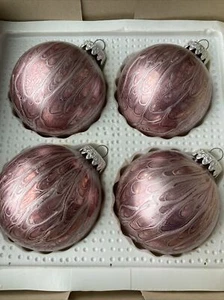 4 adornos navideños de vidrio vintage de Alemania Occidental Kurt Adler púrpura goteo en caja - Imagen 1 de 8