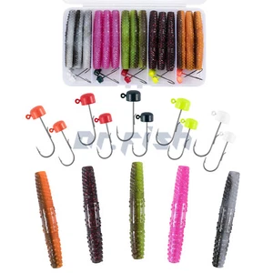 41 piezas Kit de señuelos gusanos plantilla de hongos Ned Rig cebos de plástico suave bajo crappie - Imagen 1 de 8