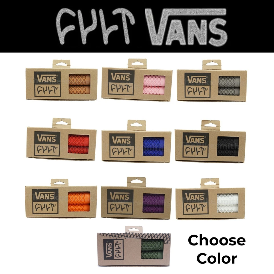 ODI Vans x Cult Flangeless BMX Grips Waffle Design Long 143mm Length Soft Bike - Image 1 of 1