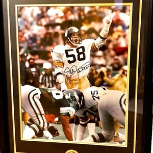 Foto firmata Jack Lambert Pittsburgh Steelers incorniciata 16x20 auto senza certificato di autenticità NFL HOF - Foto 1 di 8