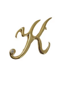 Broche inicial letra K tono dorado con cristal - Imagen 1 de 1