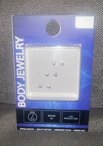 Body Jewelry💎22G Multi Shape 6Pk Cubic Zirconia Nose Studs 316L Stainless Steel - Picture 1 of 10