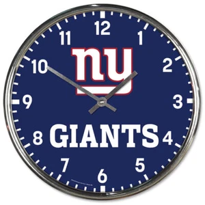 New York Giants Round Chrome Wall Clock - Picture 1 of 1