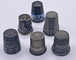 6 Sterling Silver Vintage Thimbles - Picture 1 of 10