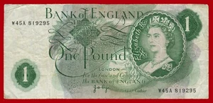 #63325 Banco de Inglaterra. Billete de 1 libra W45A/819295 - Imagen 1 de 2