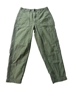Madewell Pants Womens 27 Green High Rise Straight Crop Utility Button Style A150 - Picture 1 of 7