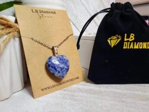 Crystal Necklace Silver Blue Soladite Heart Shaped Pendant necklace - Picture 1 of 5
