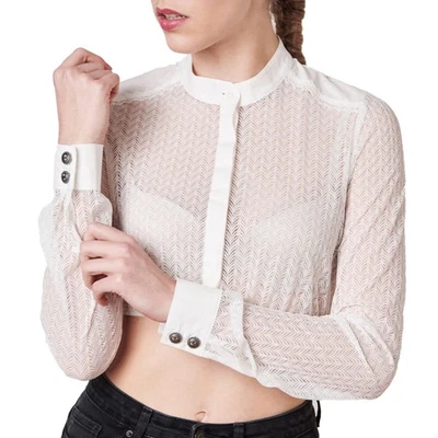 Dirndlbluse Lexi ecru | hochgeschlossen langarm Spitze | Damen Krüger Dirndl - Bild 1 von 3