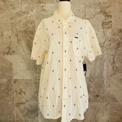 NUEVO CON ETIQUETAS Camisa Volcom Estampado Diamante Patterson Manga Corta Abotonada L Foto 1 de 4