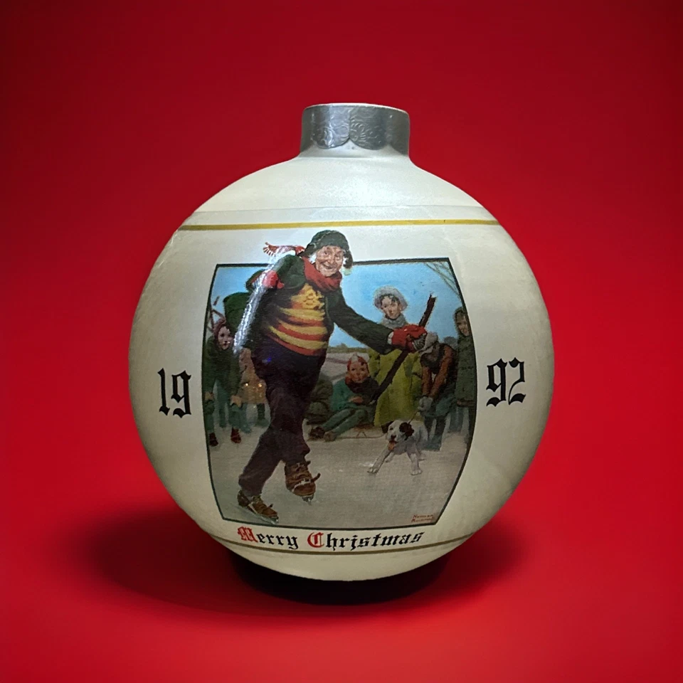 1992 Dave Grossman Design Norman Rockwell bola de patinaje sobre hielo adorno con caja original XM4 Foto 1 de 4