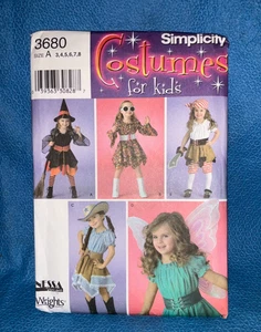 Simplicity Sewing Pattern Girls Witch Pirate Costume Sz 3 to 8 Uncut 3680 MAP - Picture 1 of 4