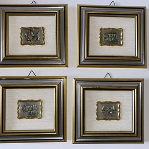 Set 4 Silber Serie Creazioni Artistiche Franciacorta Relief Kunst gerahmt 5”x4,5” - Bild 1 von 6