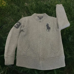 Ralph Lauren Polo Big Pony Full Zip Cardigan Rugby Sweater Youth Size S (8) - Picture 1 of 11