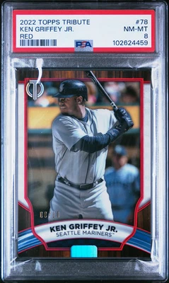 2022 Topps Tribute Ken Griffey JR. #78 Red 08/10 PSA 8 - Image 1 of 2