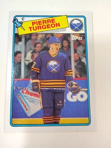 1988 Topps #194 Pierre Turgeon Rookie RC Buffalo Sabres Wax Stain - Picture 1 of 6