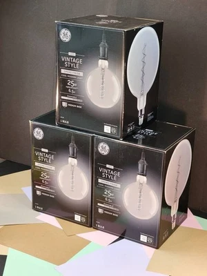 3 x GE Vintage Style LED Globe Smoke Finish Light Bulbs Medium Base - Image 1 of 4