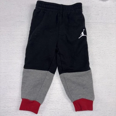 Pantalones deportivos Jordan para niños pequeños talla 18 meses cintura elástica negro rojo Foto 1 de 4