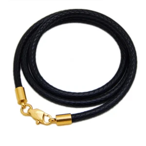 Leder Halsband Halskette schwarz braun geflochtenes Seil Kordel Edelstahl Schnalle DIY - Bild 1 von 39
