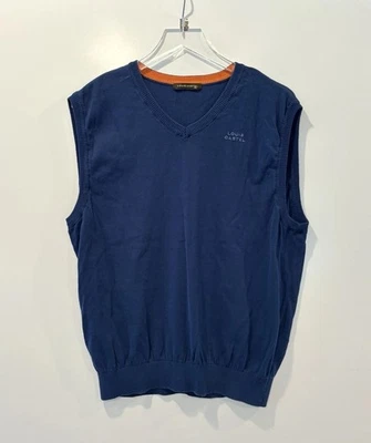 Louis Castel Mens Blue Cotton Blend Golf Vest Logo Size 110 US XL - Image 1 of 4