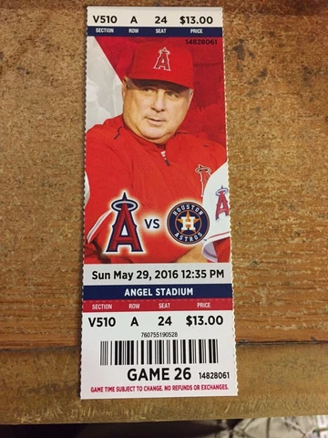 2016 LOS ANGELES ANGELS VS HOUSTON ASTROS TICKET STUB 5/29 CARLOS CORREA HR #30 Cover