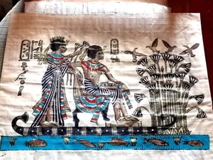 Cuadro Papiro Egipcio Hecho a Mano y Pintado en Egipto Aprox 37 x 40cm - Imagen 1 de 5