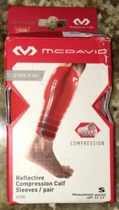 MCDAVID Reflective Compression Orange Basketball Calf Sleeve Pair NEW Mens Sz S - Picture 1 of 5