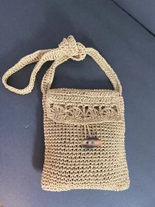 Vintage Hand Crochet Straw Purse w Flap - Picture 1 of 16