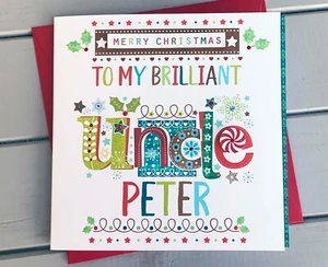 Tarjeta de Navidad para tío, tarjeta de Navidad especial personalizada para tío, - Imagen 1 de 12