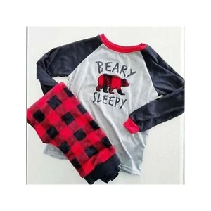 Holiday #FamJams Matching Family Pajamas Kids' Unisex Pajama Set Grey Red Black - Picture 1 of 1
