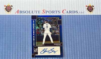2022 Donruss Signatures Series Blue #SS-SB SHANE BAZ | Auto # /99 | Rays - Image 1 of 4