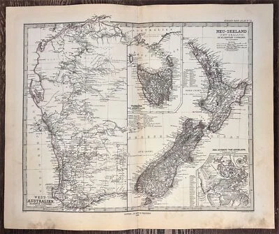 West Australia New Zealand Auckland Tasmania 1880 Petermann detailed map - Image 1 of 4