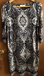 Wallis Petite 3/4 Sleeve Paisley Patterned Shift Dress Size M Soft Comfy Smooth - Picture 1 of 11