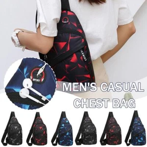 Borse uomo petto stampa geometrica Oxford tessuto casual tracolla sport T Y5M5 - Foto 1 di 27