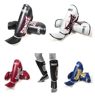 Sandee Kids Muay Thai Shin Guards Pads Shinguards Black White Blue Red Cool-Tec - Image 1 of 4