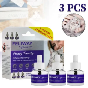 New Feliway Optimum Cat Enhanced Calming Pheromone 3×30 Days Refill Cat 48ml - Picture 1 of 14