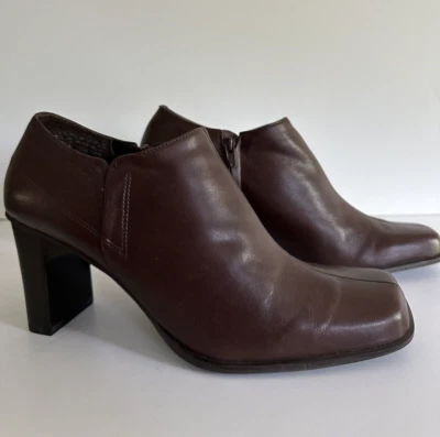 Botines Hillard & Hanson Marrón Cuero Suave Puntera Cuadrada Tacón Bloque Talla 10M  Foto 1 de 4