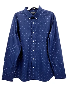 Camisa Banana Republic Para Hombre XL Azul Estampado Motocicleta Manga Larga Tecnología Elastizada - Imagen 1 de 9