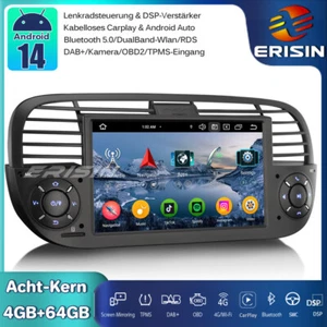 8-Kern CarPlay Android 14 Autoradio GPS Navi RDS 64G Für Fiat 500/500C/500S/500E - Bild 1 von 21