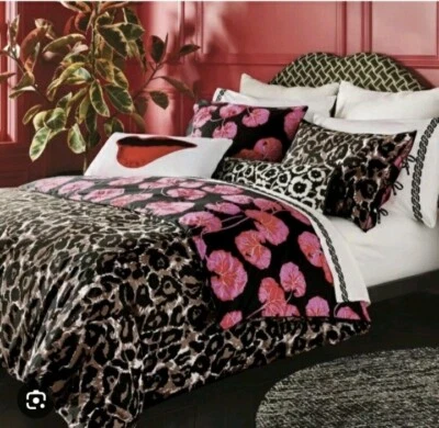 Diane Von Furstenberg Leopard/Pink Geranium - Full/ Queen Duvet Cover Set-NEW - Image 1 of 4