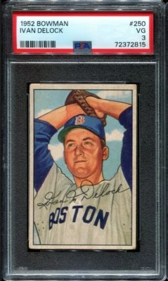 PSA 3 VG 1952 BOWMAN IVAN DELOCK #250 RED SOX 72815 SD131 - Image 1 of 2