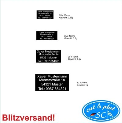 Modellflugzeug Drohnen Kennzeichnung Adressschild Plakette RC Aluminium SC185 - Bild 1 von 4