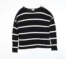 Zenana Outfitters Womens Black Round Neck Striped Rayon Pullover Jumper Size M