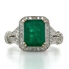 3.55 Ct Lab Created Emerald Women's 14k White Gold Over Diamond Engagement Ring
