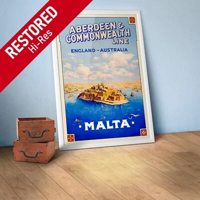 Malta, Valletta, 1930s — Retro vintage travel poster - Image 1 of 4