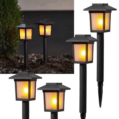4er Set LED Solar Leuchten "FLAME MINI" 23x7cm Flammen-Effekt Lampen für Balkon - Bild 1 von 3