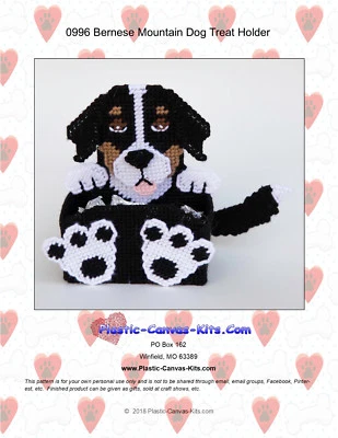 PLASTIC-CANVAS-KITS.COM Bernese Mountain Dog Treat Holder- Plastic Canvas Pattern or Kit