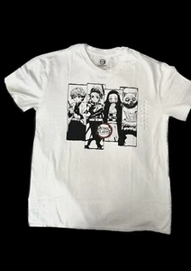 BNWT Black And White Demon Slayer Anime T-shirt Size L - Picture 1 of 6