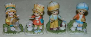 4 HOMCO 1980s Home Interior 1430-V Porcelain Figurines Boys Girls Dogs Cats - Picture 1 of 7